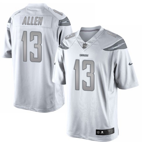 Men's Elite Keenan Allen Nike Jersey White - #13 Platinum NFL Los Angeles Chargers